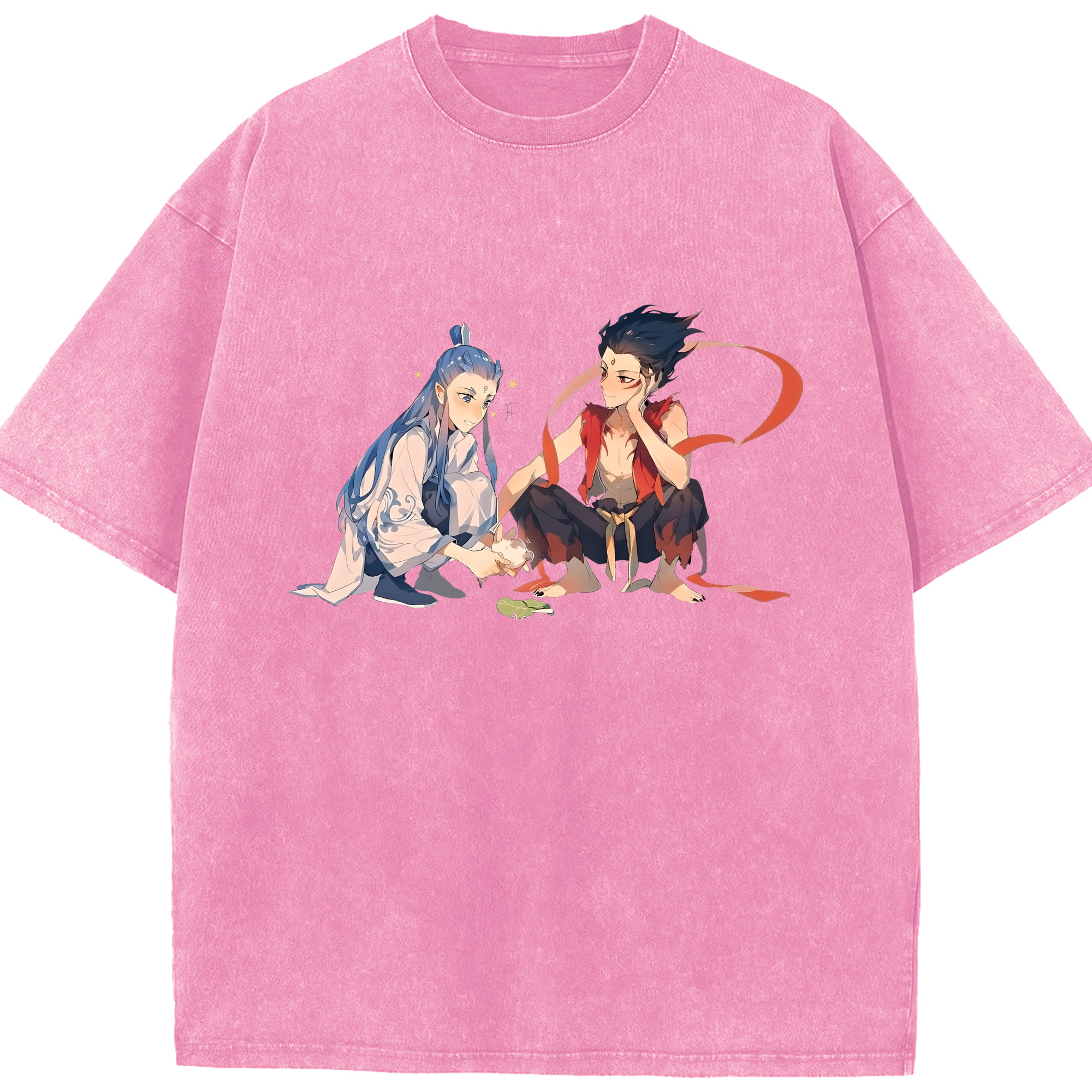 （画像用） Ne Zha 2 ナタ 魔童の大暴れ 綿100% ヴィンテージ風 半袖Tシャツ（フロントプリント）